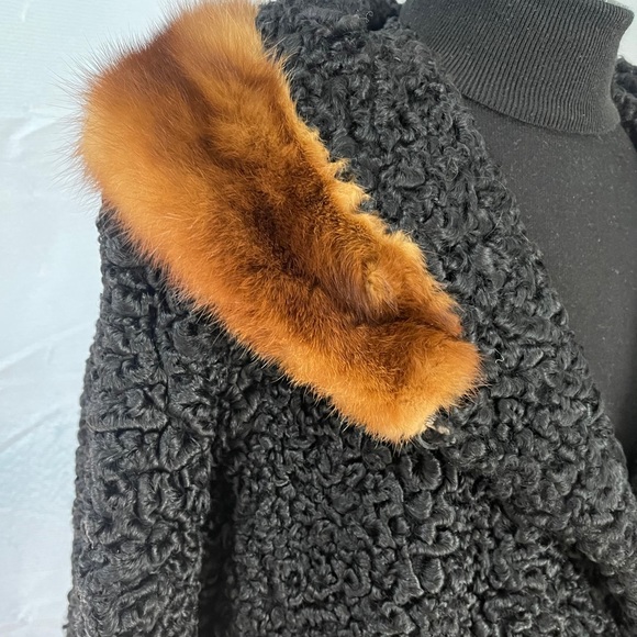 Real Persian Lamb Fur coat with Mink fur collar - Picture 5 of 11